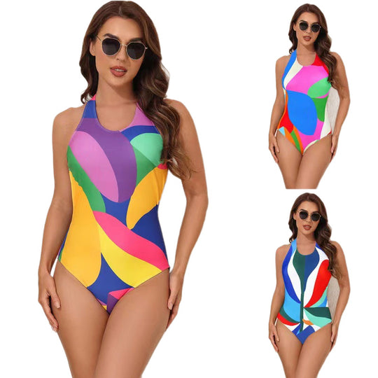 Damen Einteiliger Badeanzug mit modischem Grafikdesign EB