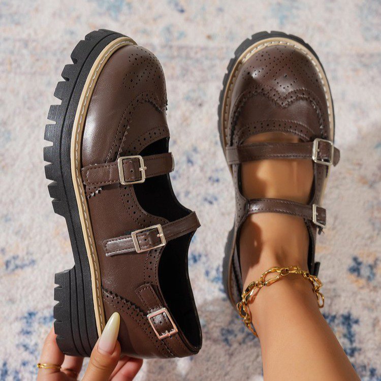 Damen Modische Ballerinas mit Doppelriemen und atmungsaktiver Sohle EB