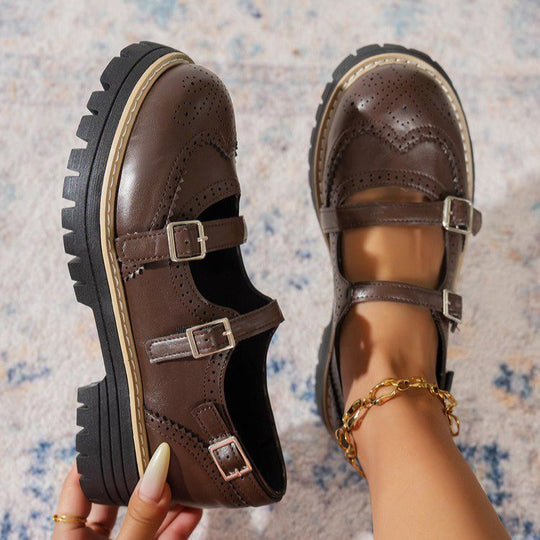 Damen Modische Ballerinas mit Doppelriemen und atmungsaktiver Sohle EB