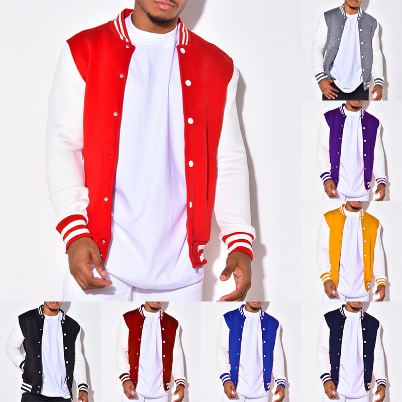 Herren Collegejacke mit kontrastierenden Ärmeln und Druckknopfverschlüssen EB