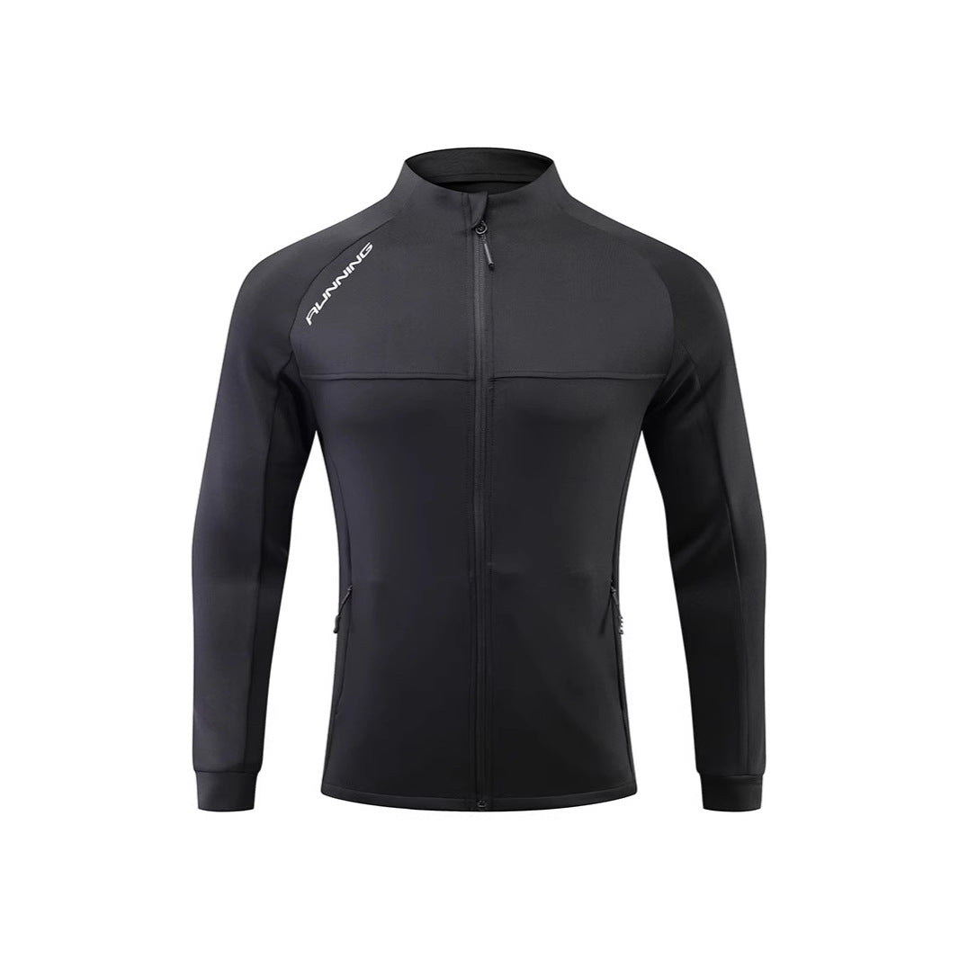 Herren Eng anliegende atmungsaktive Laufjacke mit durchgehendem Reißverschluss und Reißverschlusstaschen EB