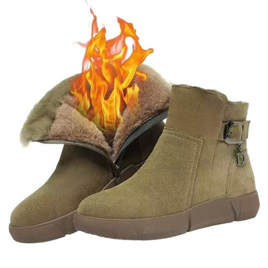 Damen modische Winterboots mit flauschigem Kunstfellkragen und stabiler Sohle EB