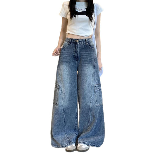 Damen Weite Cargo-Jeans im urbanen Stil EB