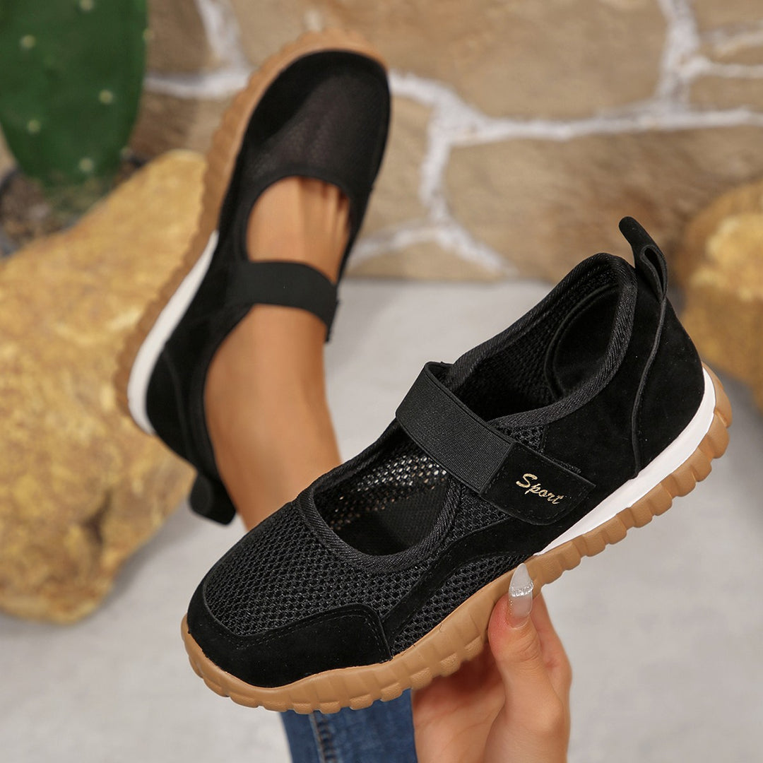 Damen Sportliche Sneakers mit atmungsaktivem Mesh-Obermaterial und flexiblem Klettverschluss EB