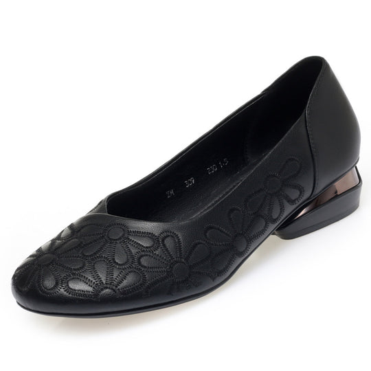 Damen Ballerinas mit floralem Design und elegantem Blockabsatz EB