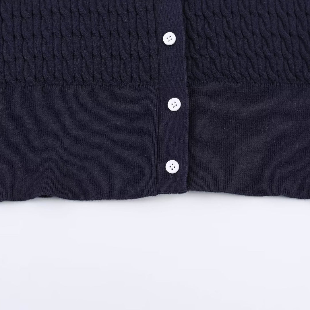 Damen Strickbluse mit eleganter Kragenverzierung EB