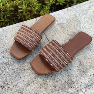 Damen bequeme Slides mit modischen Riemen EB