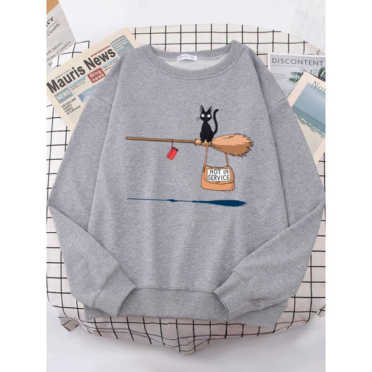Damen Sweatshirt mit kreativem Katzenmotiv EB