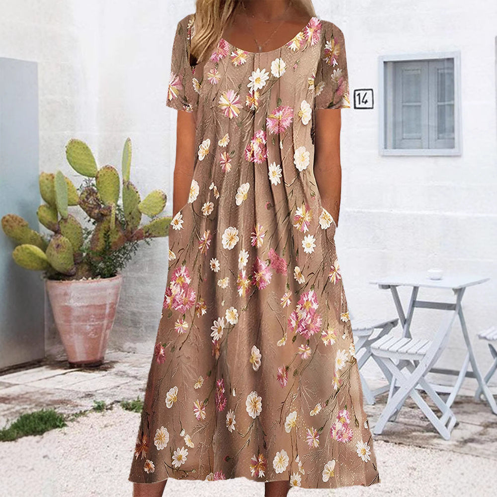 Damen Maxikleid mit floralem Design und praktischen Taschen Heidi-Mode
