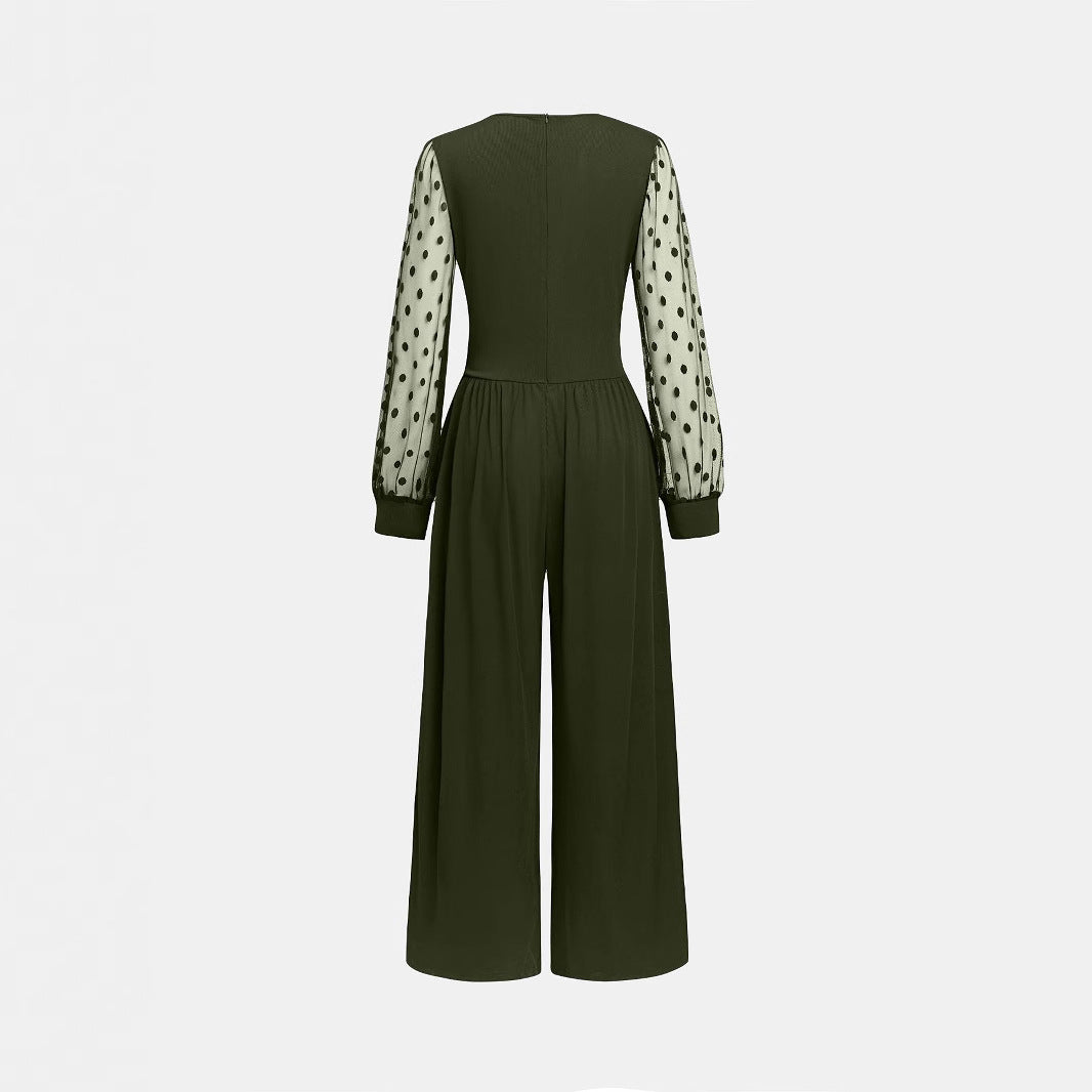 Damen Overall mit transparenten Puffärmeln EB
