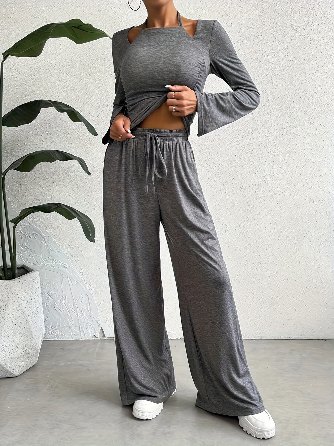 Damen Lässiges und modisches Lounge-Set mit weitem Schnitt und eleganten Ärmeln EB