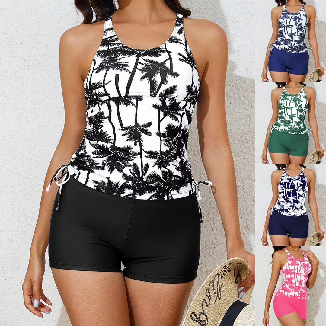 Damen Sportliches Tankini-Set mit floralem Design und verstellbaren Bündchen EB