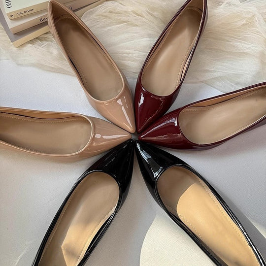 Damen spitze Ballerinas mit elegantem Glanzfinish EB