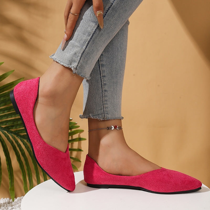Damen  spitze Ballerina-Slipper aus Veloursoptik mit gepolsterter Komfortinnensohle EB