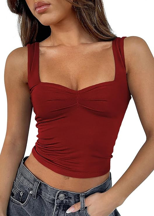 Damen Crop-Top mit gerafftem Detail und quadratischem Ausschnitt EB