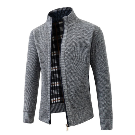 Herren Strickjacke mit modernem Stehkragen und praktischen Seitentaschen EB