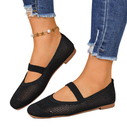 Damen Netz-Ballerinas mit verstellbarem Riemen EB