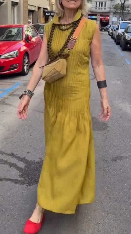 Damen Polo-Maxi-Kleid mit lässigem Schnitt und strukturierter Textur EB