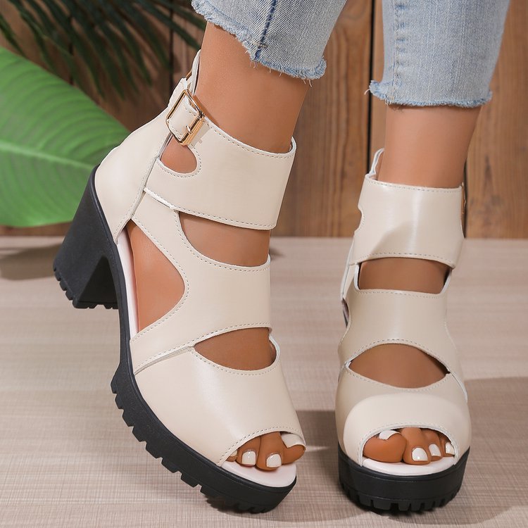 Damen Offene High-Heel Sandalen mit modischen Riemen EB