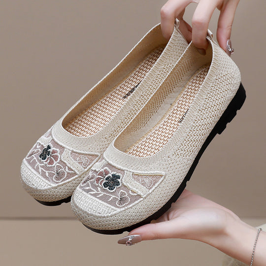 Damen Bequeme Ballerinas mit floralen Stickereien EB