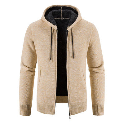 Herren Strickjacke mit moderner Kapuze und strukturiertem Design EB