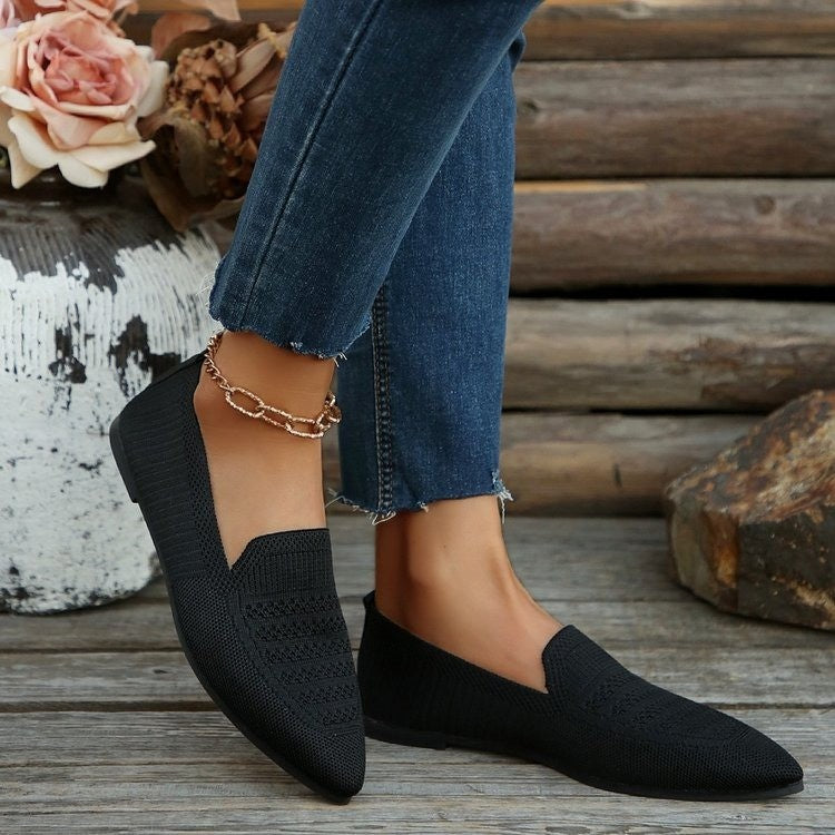 Damen Slipper mit atmungsaktivem Strickdesign EB