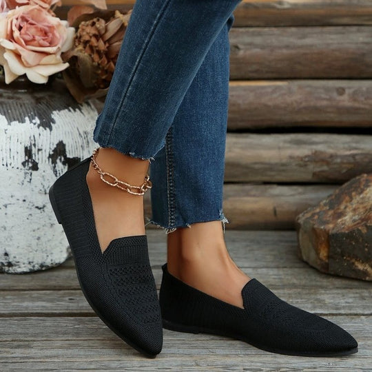 Damen Slipper mit atmungsaktivem Strickdesign EB