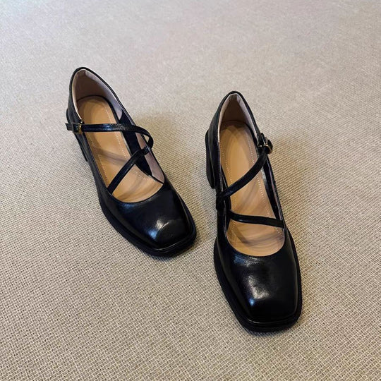Damen elegante Mary Jane Pumps mit modischem Riemchen-Design EB