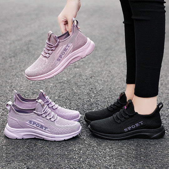 Damen nan atmungsaktive Strick-Sport-Sneaker mit elastischem Einstieg, gepolsterter Innensohle und flexibler EVA-Dämpfung EB