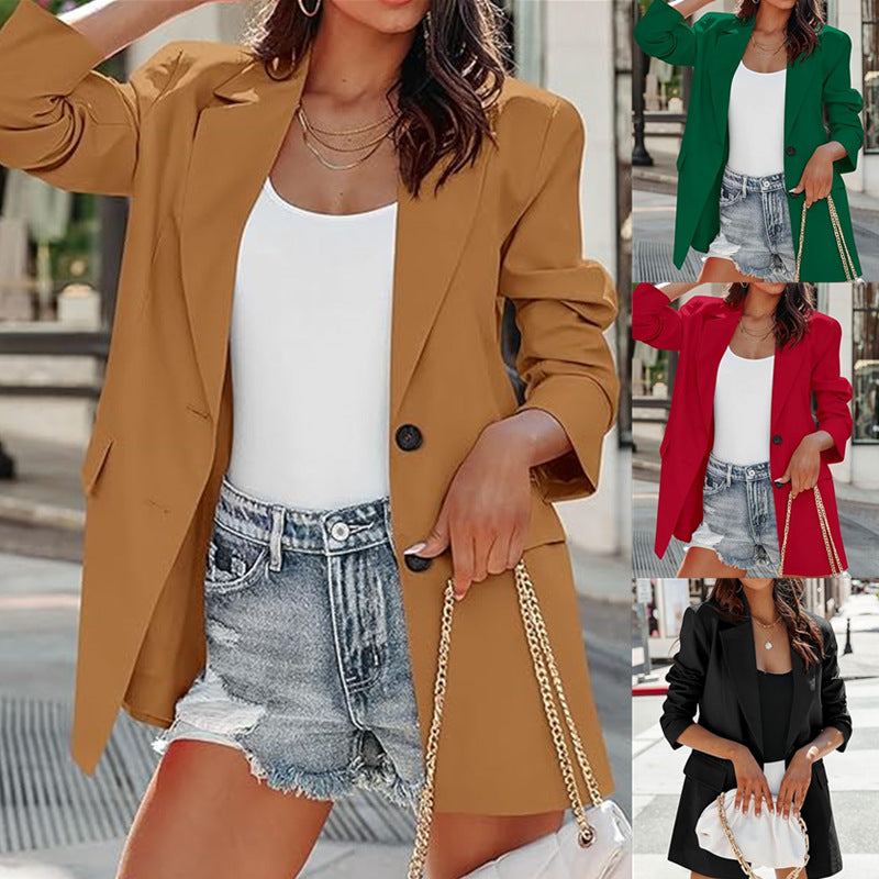 Damen oversized Blazerjacke mit eleganter Silhouette und großzügigen Taschen EB