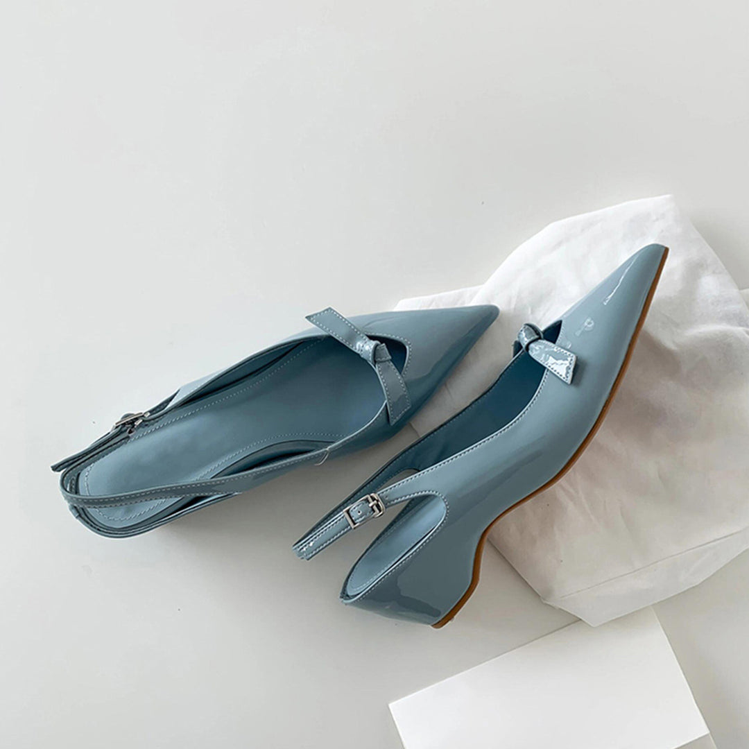 Damen Slingback-Pumps mit eleganter Schleifenverzierung und spitz zulaufendem Design EB