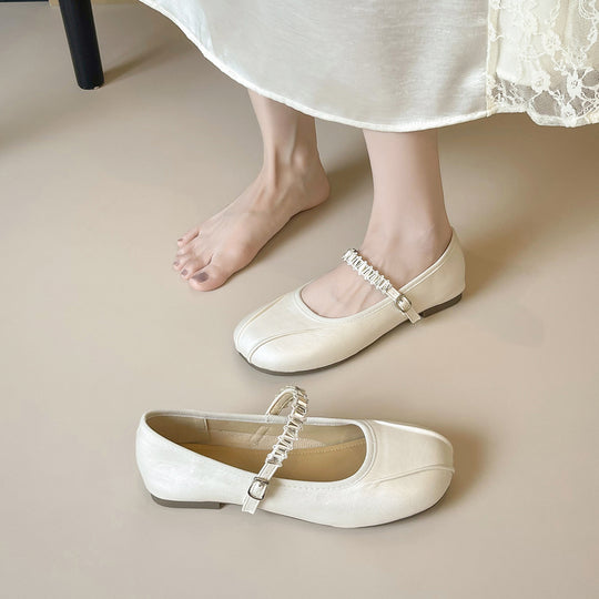 Damen Ballerinas mit elegantem Riemen und schimmerndem Obermaterial EB