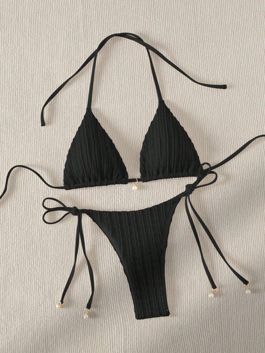 Damen Triangle-Bikini mit strukturiertem Design und verstellbaren Trägern EB