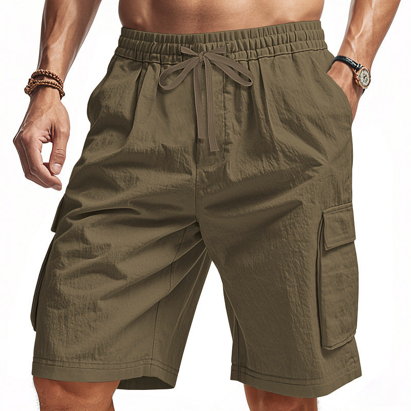 Herren nan knielange Utility-Shorts aus leichtem Baumwollmix mit elastischem Tunnelzugbund und aufgesetzten Klappentaschen EB