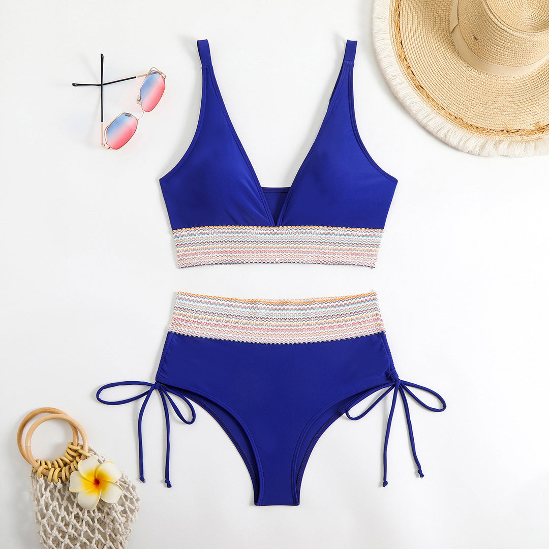 Damen Hochgeschnittener Bikini mit verstellbaren Bindebändern EB
