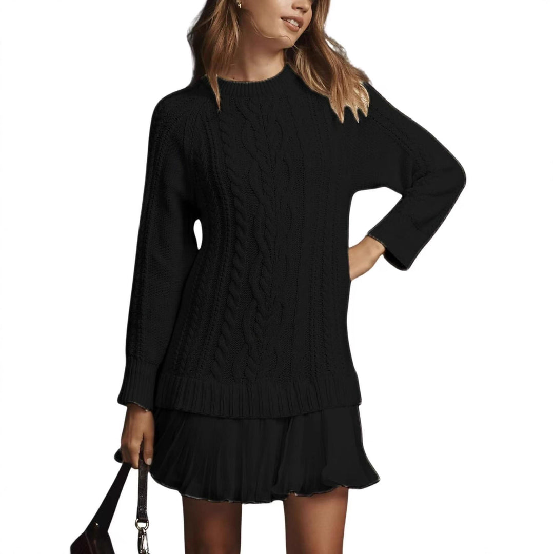 Damen nan Kabelstrick-Pullover mit Tunika-Schnitt, Zopfmuster und Rippbündchen EB