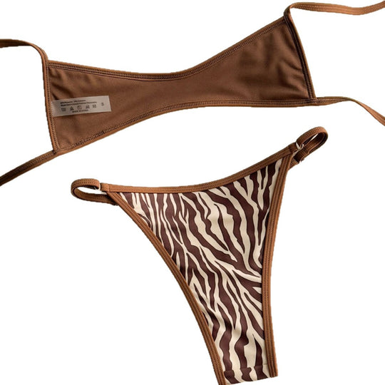 Damen Zebra-Print Bikini Set EB