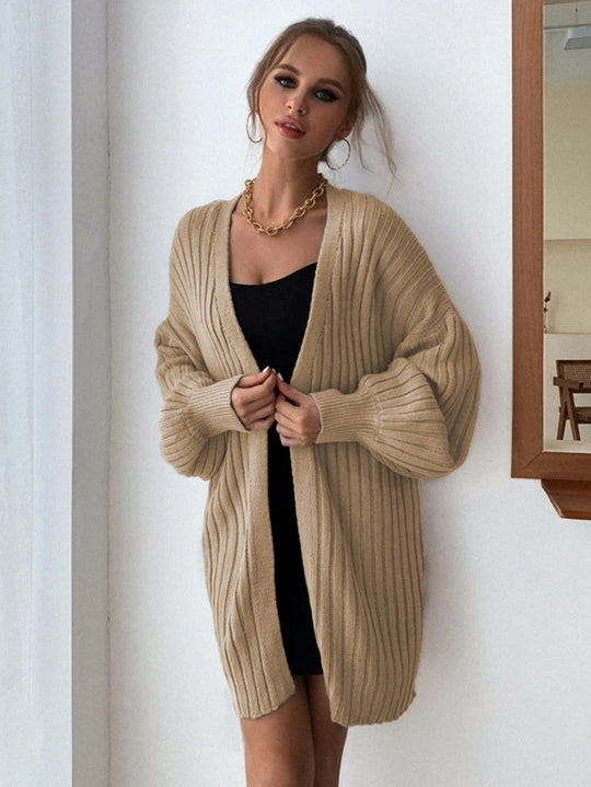 Damen Weitgeschnittener Strickcardigan mit strukturiertem Rippdesign EB