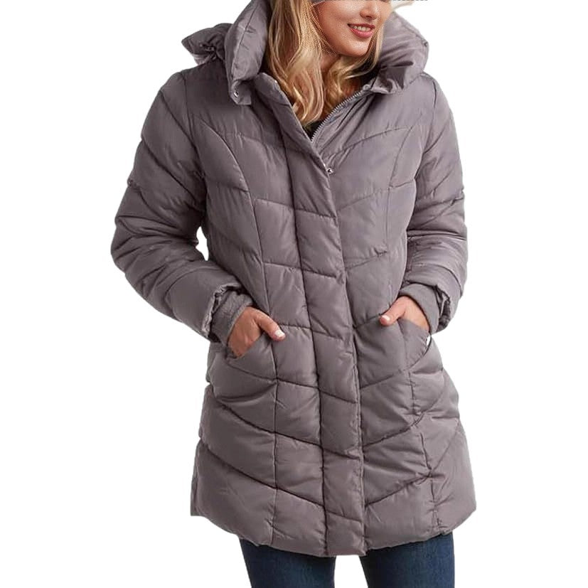 Damen Langer gesteppter Winterparka mit hochgeschlossenem Kragen EB