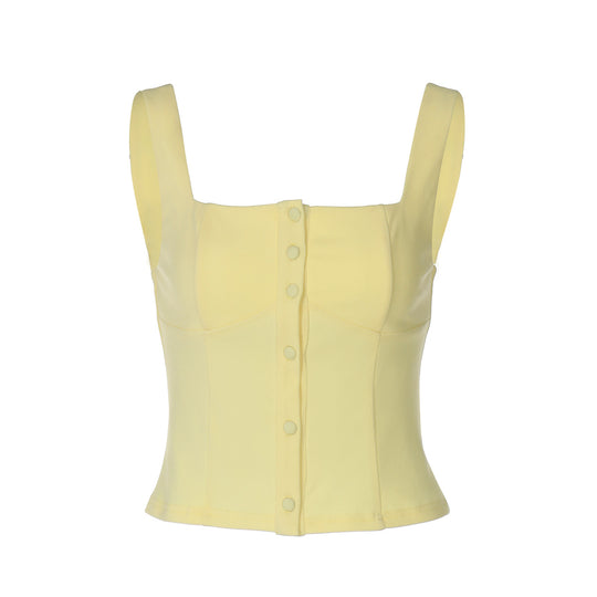 Damen Tailliertes Top mit Knopfdetail EB