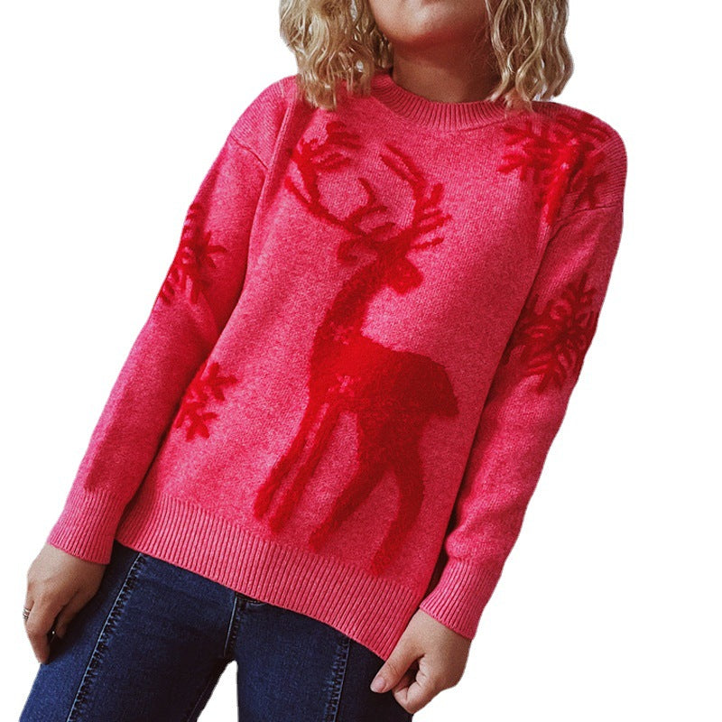 Damen Weihnachtspullover mit festlichem Rentierdesign und hochwertiger Strickqualität EB