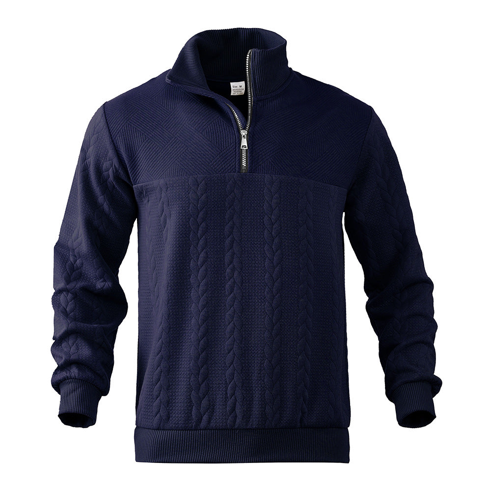 Herren Pullover mit strukturierter Optik und hohem Kragen EB