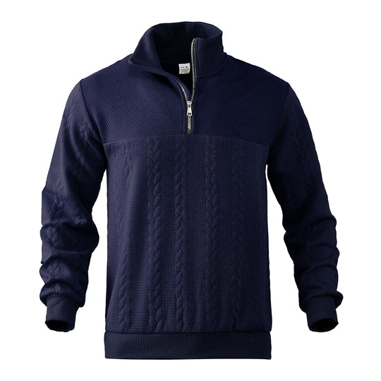 Herren Pullover mit strukturierter Optik und hohem Kragen EB