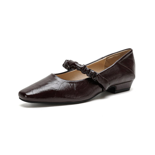 Damen elegante Ballerinas mit modischem Riemen und bequemem Absatz EB