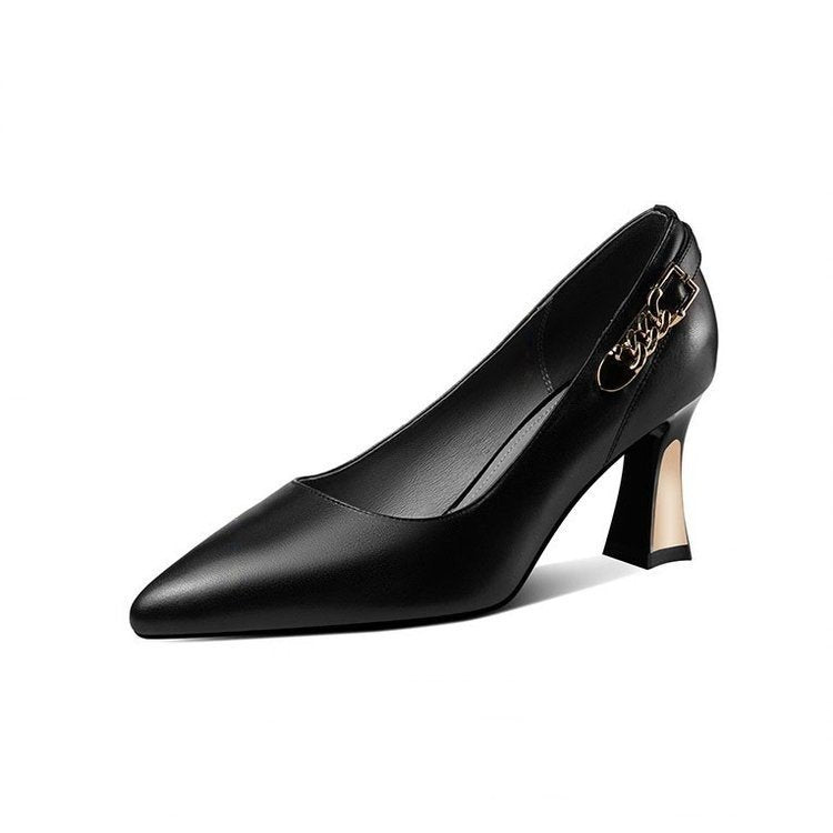 Damen elegante Pumps mit modischem Absatz und schicker Schnallenverzierung EB