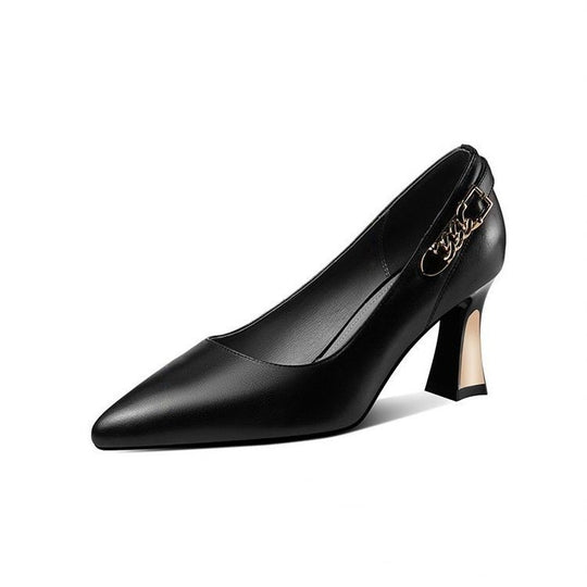 Damen elegante Pumps mit modischem Absatz und schicker Schnallenverzierung EB