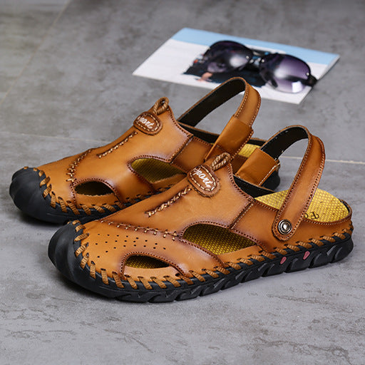Damen Sportliche Ledersandalen mit elastischem Riemen und stoßdämpfender Sohle EB