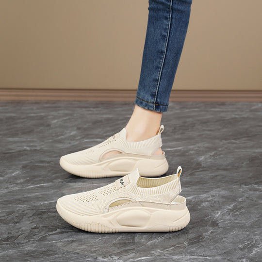 Damen Bequeme Slip-On Sneakers mit atmungsaktiver Mesh-Oberfläche und flexibler Sohle EB