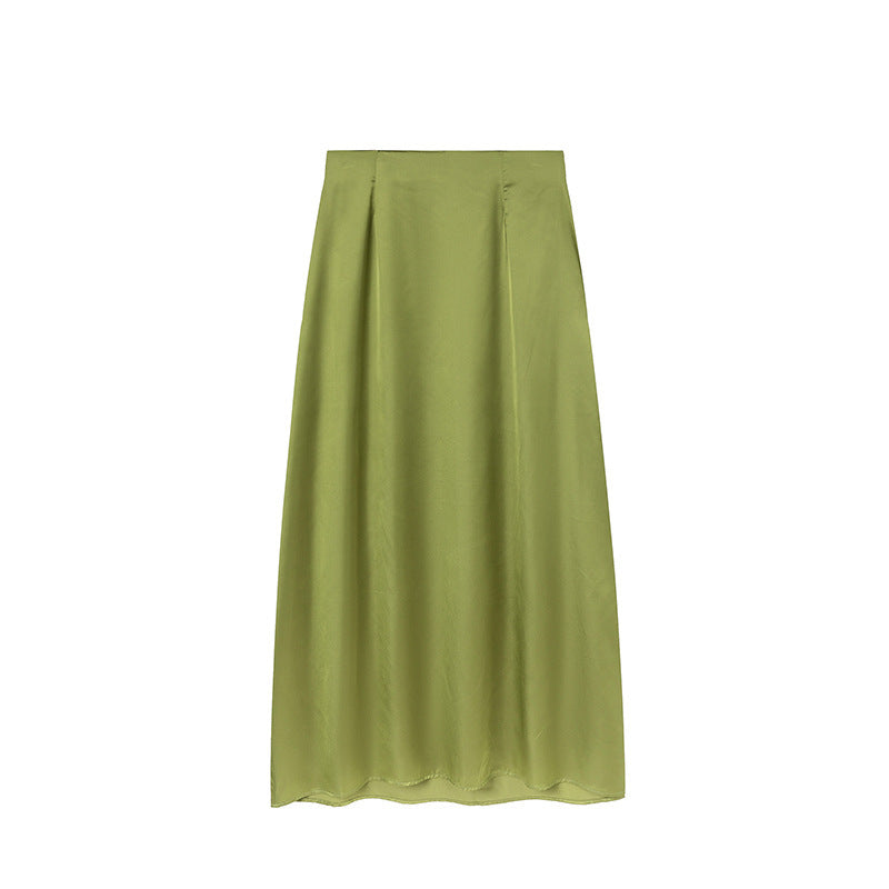 Damen Bodenlanger Satin Maxi-Rock EB
