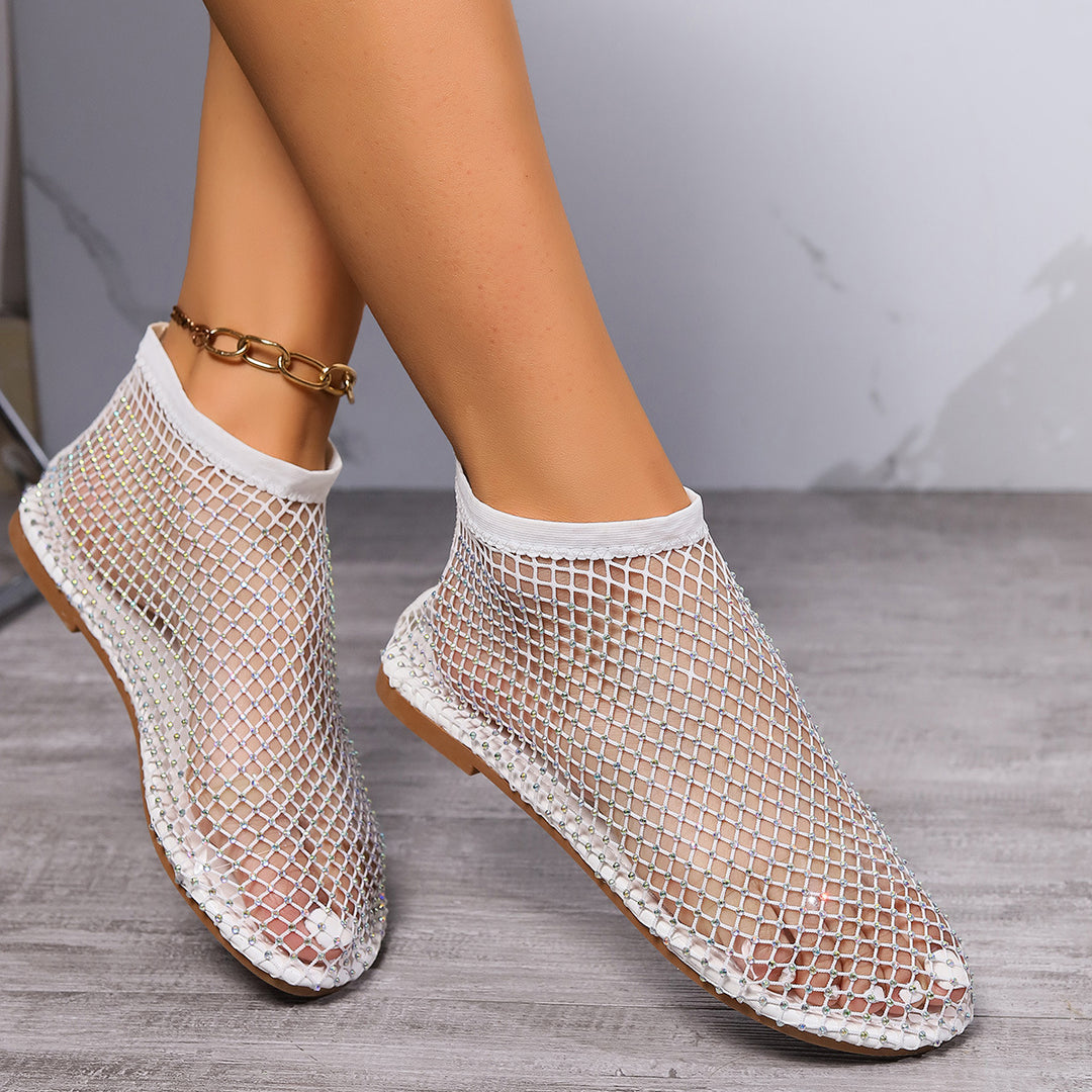 Damen Mesh-Sneaker mit glitzernden Perlenakzenten und flexibler Sohle EB